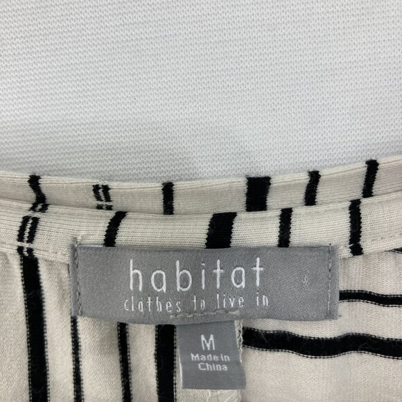 Habitat Medium Black Cream Striped Stretch Knit Comfy Soft Top Casual - Picture 2 of 10